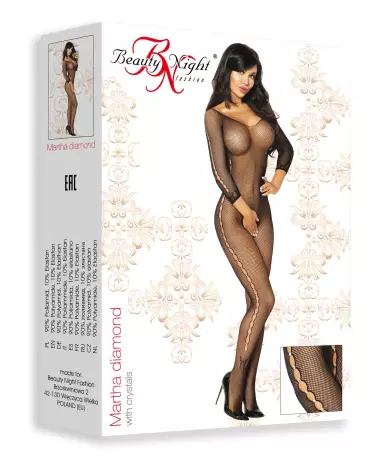 Martha Diamond Bodystocking Noir par Beauty Night - Lingerie Élégante et Séduisante-4