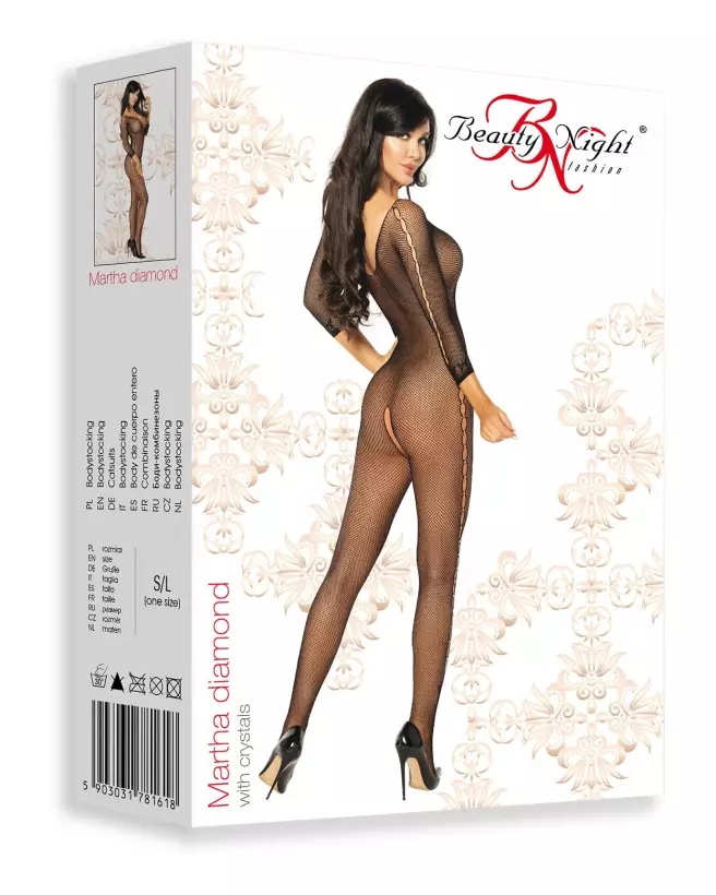 Martha Diamond Bodystocking Noir par Beauty Night - Lingerie Élégante et Séduisante-5