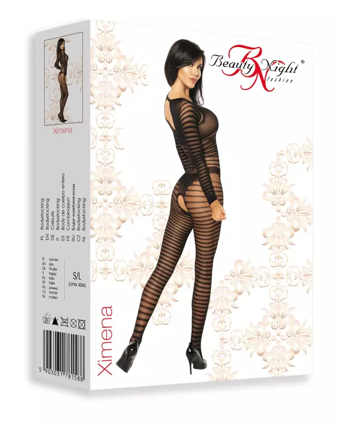 Photo du Bodystocking Ximena Noir par Beauty Night, lingerie en maille fine-5