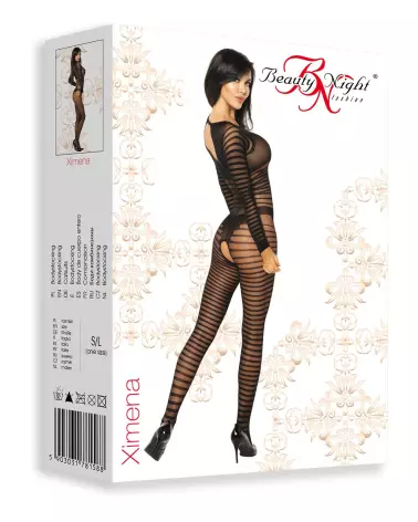 Photo du Bodystocking Ximena Noir par Beauty Night, lingerie en maille fine-5