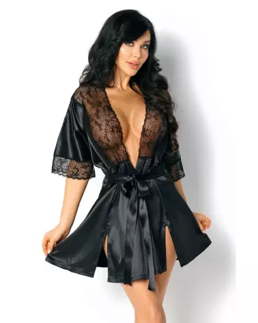 Peignoir Noir Delight de Beauty Night en tissu élégant et confortable-1