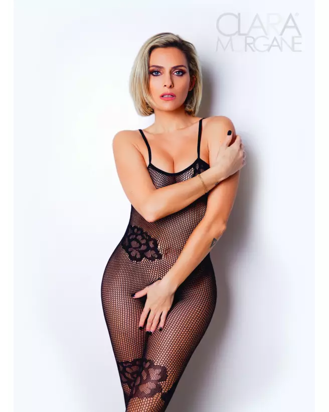 Image du Bodystocking Le Numéro 6 de la collection Clara Morgane Lingerie, tenue sensuelle et élégante-2
