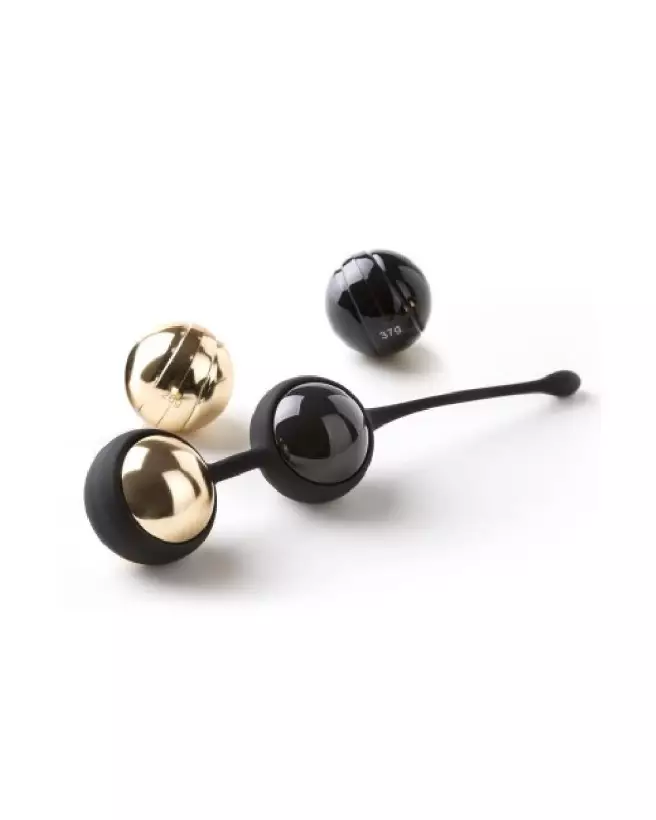 Image des Boules de Geisha LANGLOYS Noir-Doré pour renforcement pelvien et plaisir-1