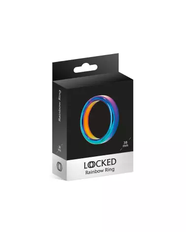 Cockring coloré LOCKED RAINBOW RING 38 MM en acier-2
