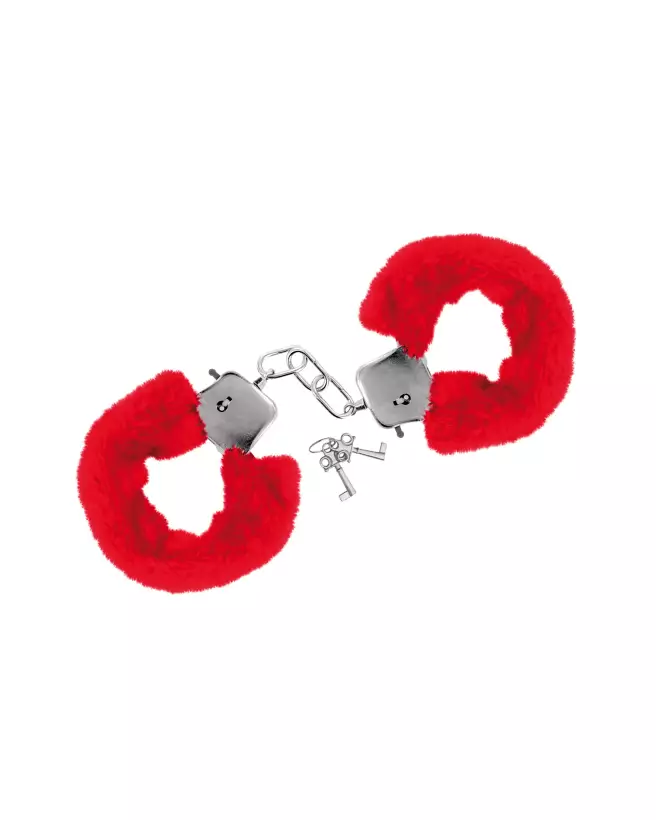Menottes rouges Sweet Caress avec fourrure pour jeux érotiques-1