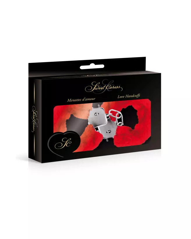 Menottes rouges Sweet Caress avec fourrure pour jeux érotiques-2