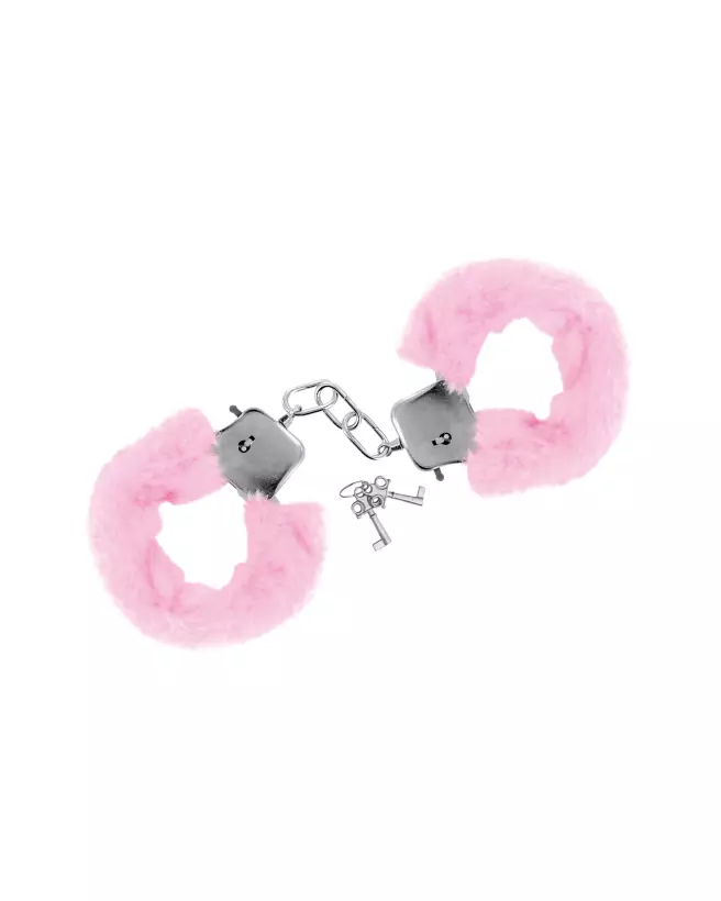 Menottes poignets rose Sweet Caress en fourrure douce pour jeux coquins-1