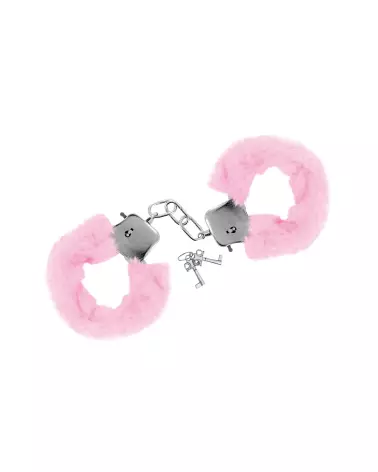 Menottes poignets rose Sweet Caress en fourrure douce pour jeux coquins-1
