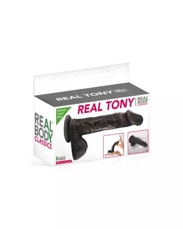 Gode réaliste Real B. Tony BLK de Real Body, sextoy ergonomique et détaillé-2