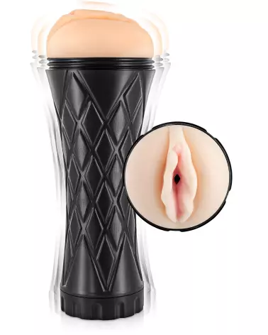 Masturbateur REALBODY Vagina Vibrating Black en action - sensation réaliste et intense-1