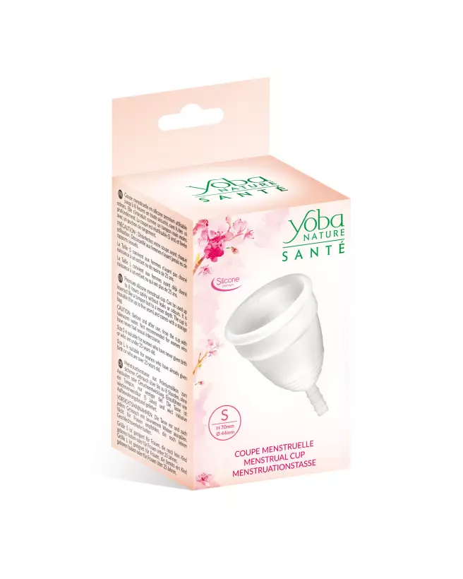 Cup menstruelle blanche YOBA taille S pour hygiène intime durable-2