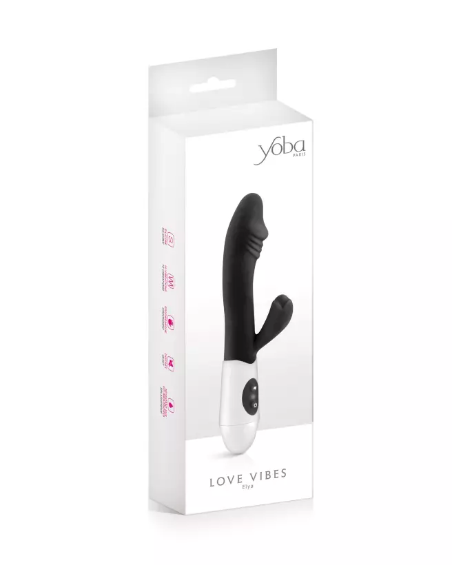 Image du vibromasseur Rabbit YOBA ELYA Black, double stimulation, design ergonomique et silencieux-2