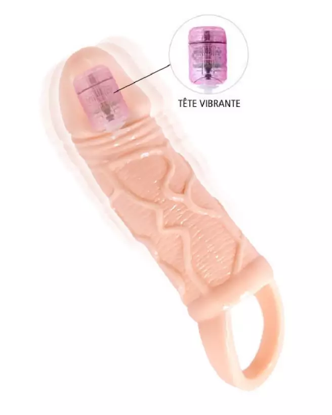Image de la gaine pénienne vibrante MEN EXTENSION FLESH de BAILE - Amélioration et plaisir-1