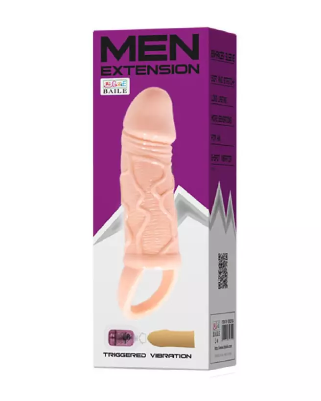 Image de la gaine pénienne vibrante MEN EXTENSION FLESH de BAILE - Amélioration et plaisir-2