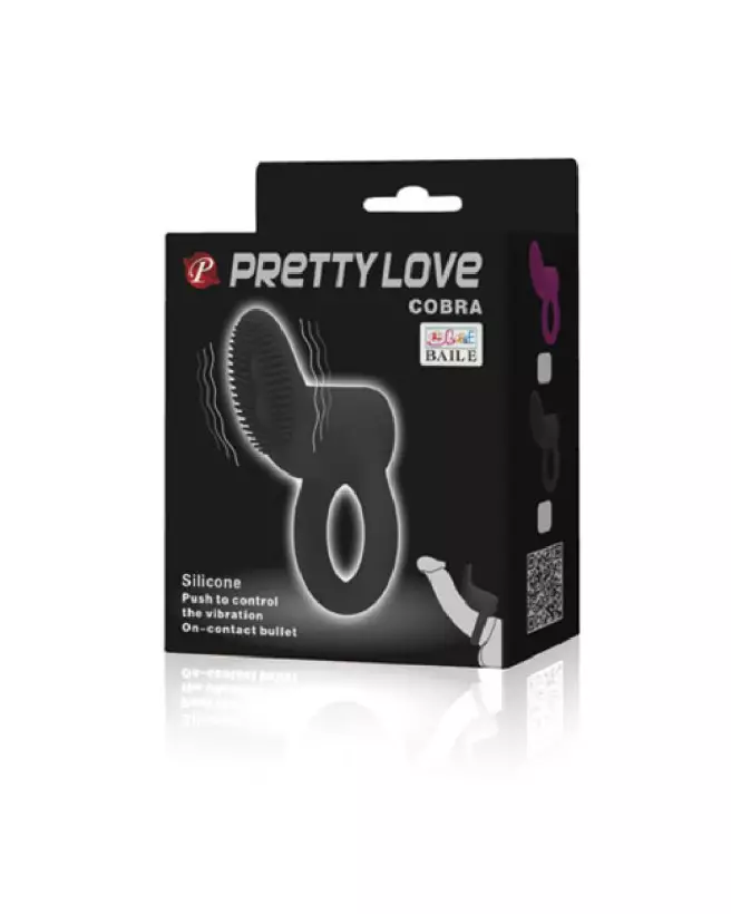 Cockring Pretty Love Cobra Black pour endurance et plaisir intensifié-2