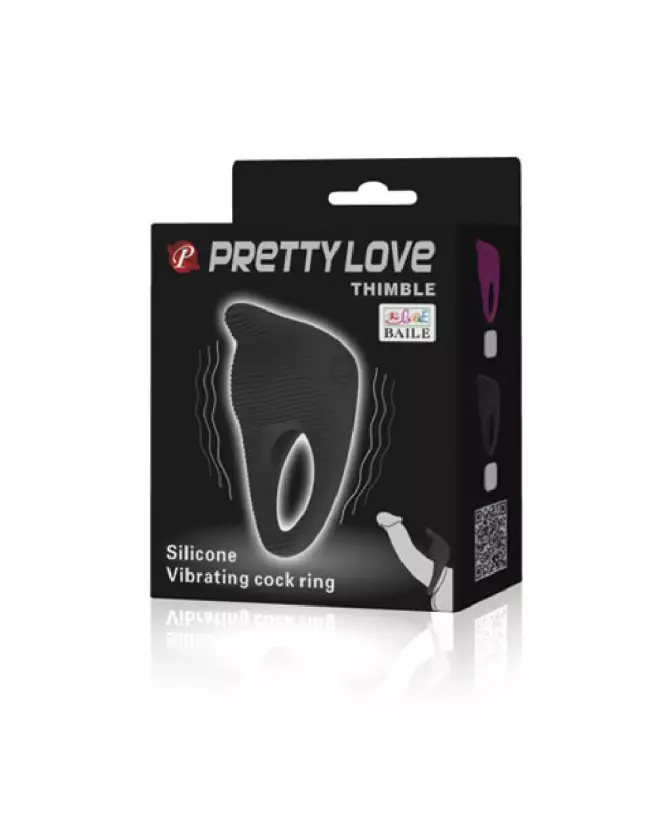 Pretty Love Thimble Cockring Noir Confort et Performance-2