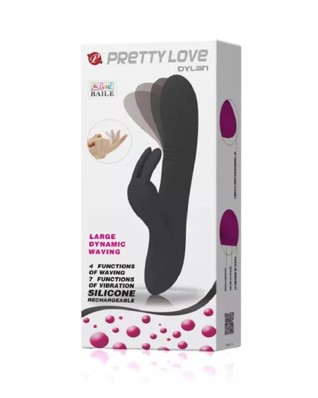 Image du vibromasseur PRETTY LOVE DYLAN BLACK, sextoy ergonomique et waterproof pour plaisir intense-2