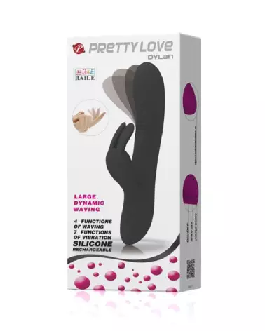 Image du vibromasseur PRETTY LOVE DYLAN BLACK, sextoy ergonomique et waterproof pour plaisir intense-2