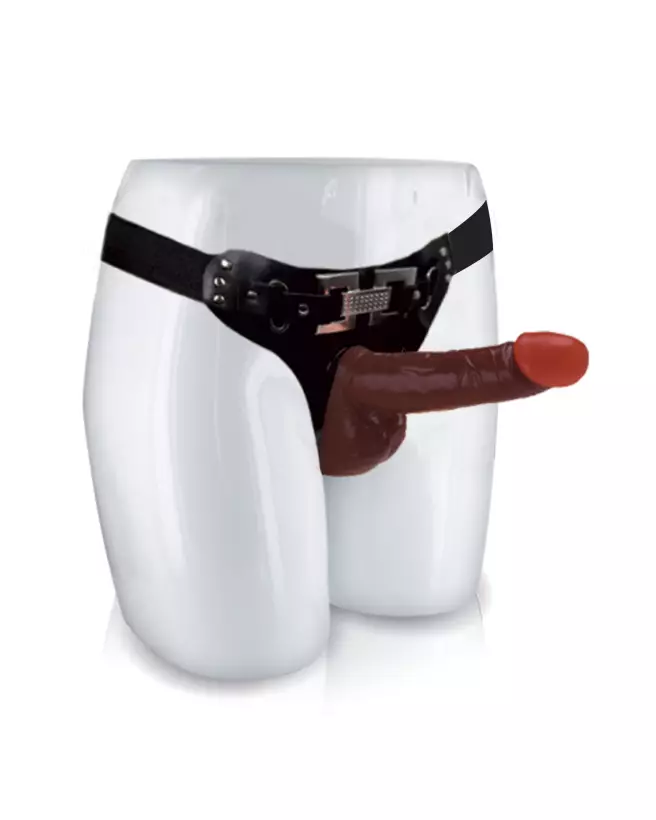Strap On Passionate Noir 18,2 cm par Baile - Gode Ceinture réaliste pour plaisir partagé-1