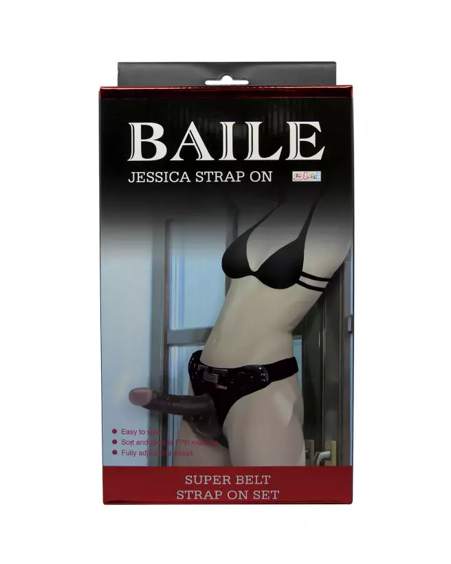 Strap On Passionate Noir 18,2 cm par Baile - Gode Ceinture réaliste pour plaisir partagé-2