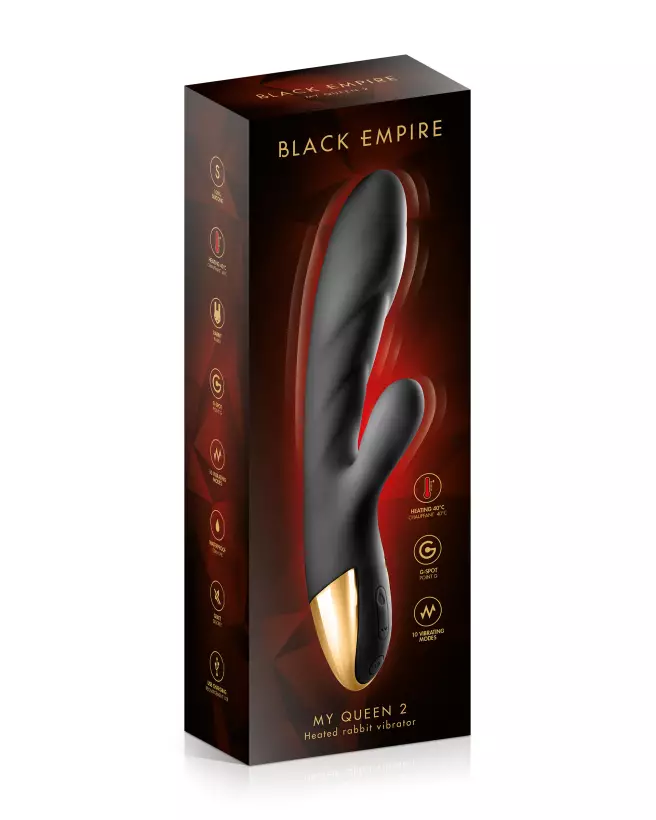 VIBRO HEAT MY QUEEN 2 BLACK EMPIRE, sextoy de luxe ergonomique et chauffant pour plaisir maximal-2