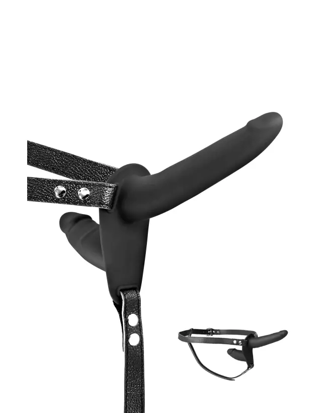 Image du Double Strap-On Black par Fetish Tentation, gode ceinture pour couples-1