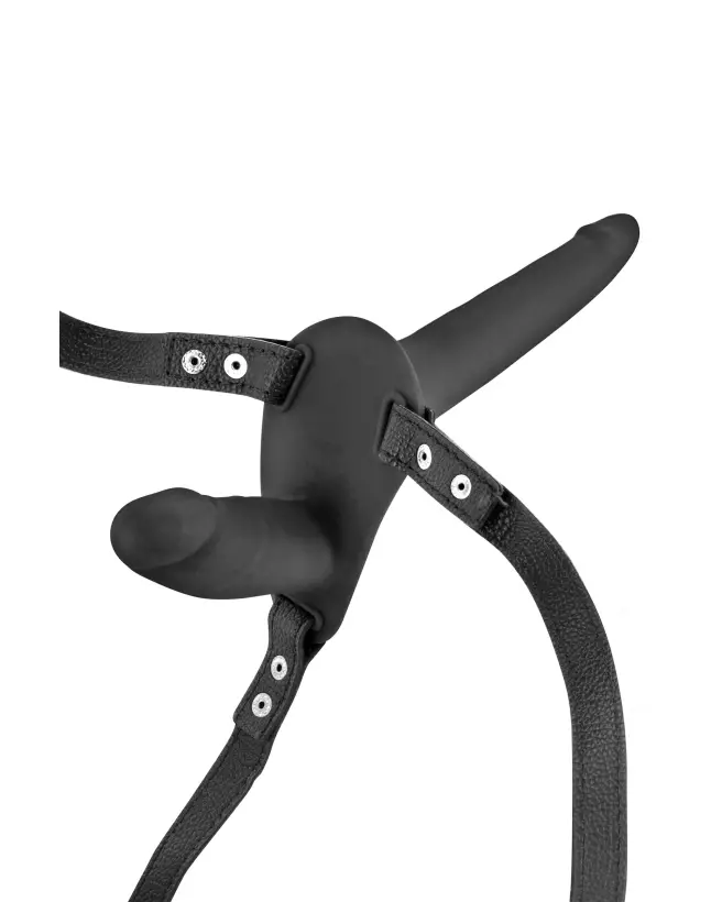 Image du Double Strap-On Black par Fetish Tentation, gode ceinture pour couples-3
