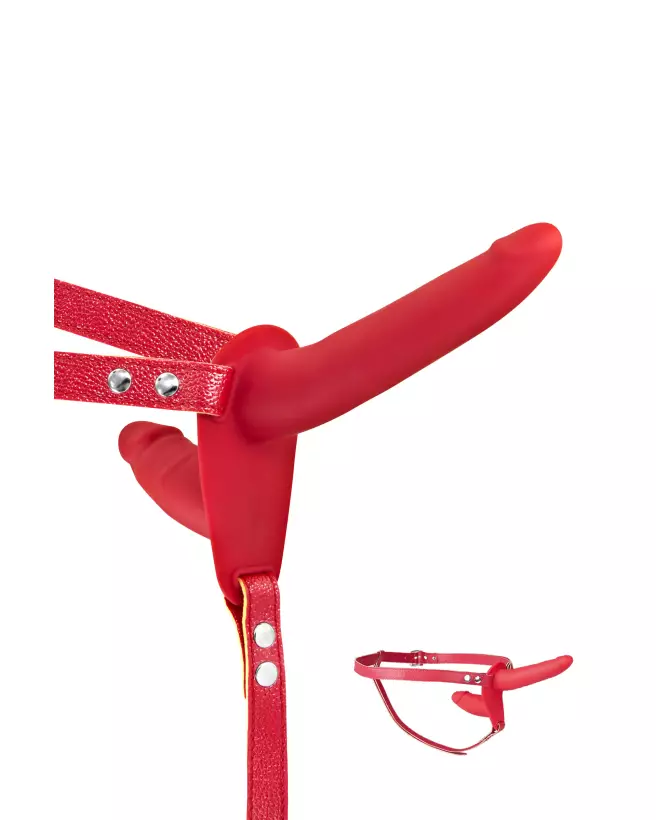 Double Strap-On Red de Fetish Tentation pour couples, gode ceinture ajustable-1