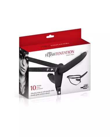 Double Strap-On Vibrant de Fetish Tentation pour couple-2