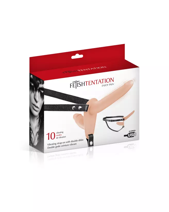Double Strap-On Vibrant de Fetish Tentation pour couple-2