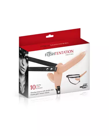 Double Strap-On Vibrant de Fetish Tentation pour couple-2