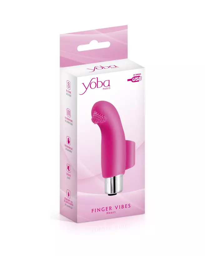 Image du Vibromasseur YOBA Heart Finger USB, stimulateur de doigts compact et rechargeable-2