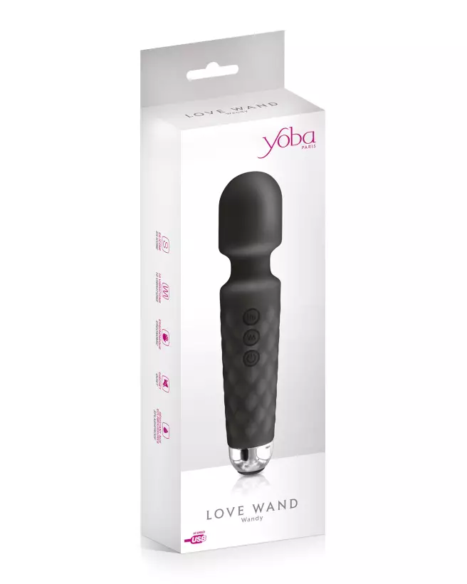 Image Wand Vibrant USB Noir YOBA - Masseur Personnel Puissant-2