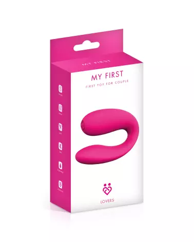 Image du stimulateur de couple My First en silicone médical, couleur rose, avec piles incluses-2