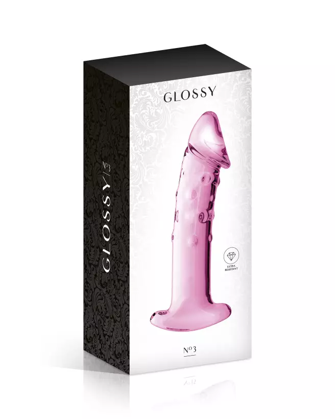Photo du Glass Dildo 3 Pink par Glossy Toys, sextoy en verre élégant et ergonomique-2