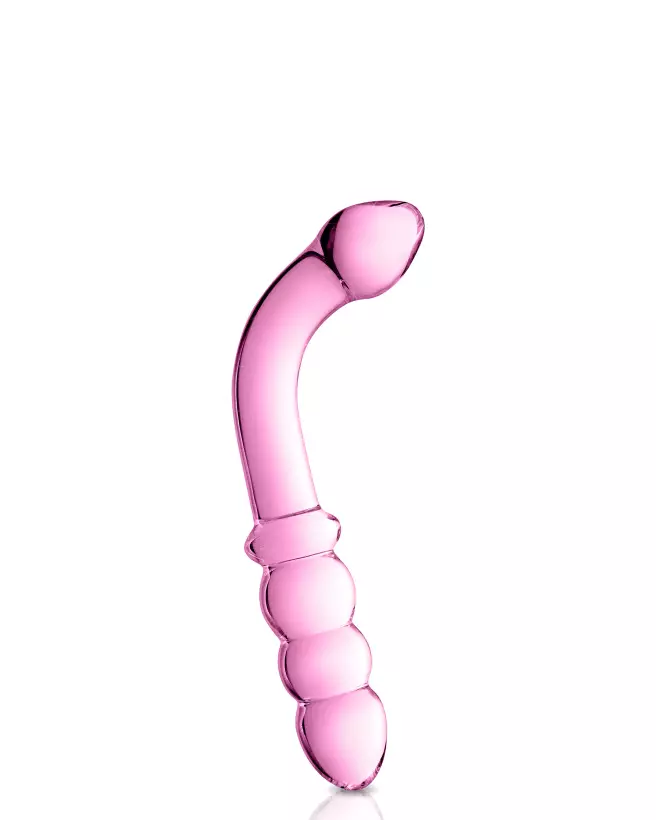 Glass Dildo 8 Pink Glossy Toys en verre rose, sextoy élégant et durable-1
