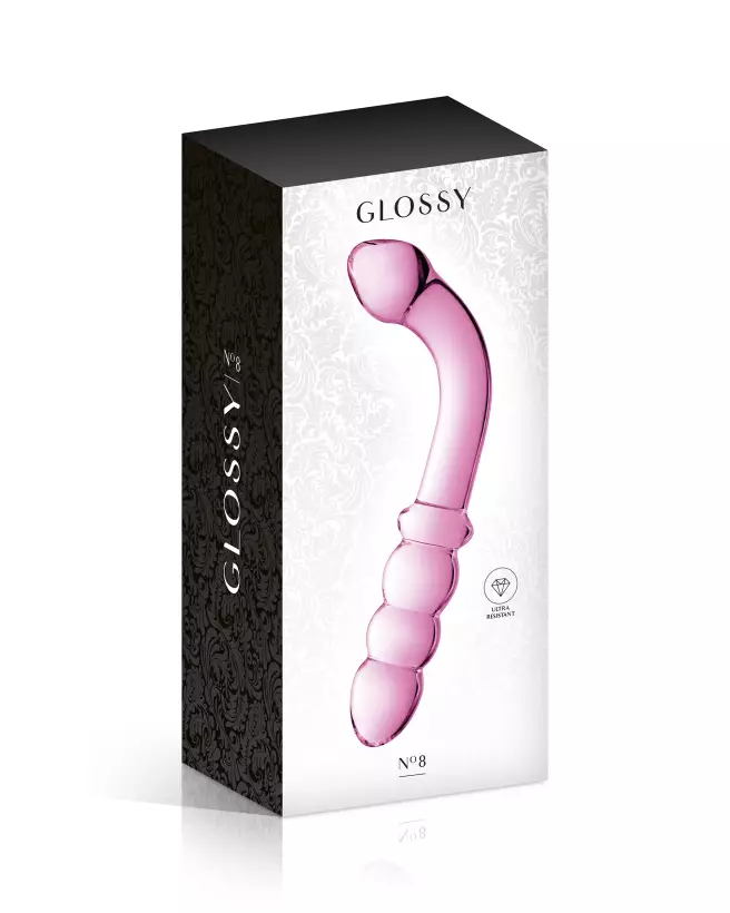 Glass Dildo 8 Pink Glossy Toys en verre rose, sextoy élégant et durable-2