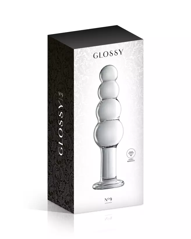 Image du Glass Dildo 9 Clear de Glossy Toys, sextoy en verre transparent de qualité-2