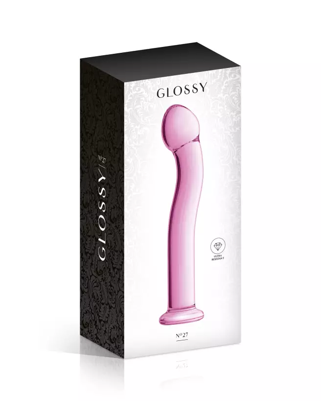 Dildo en verre rose GLOSSY TOYS modèle GLASS DILDO 27 PINK-2