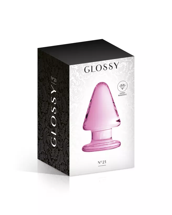 GLASS PLUG 23 PINK GLOSSY par Glossy Toys, Sextoy en Verre Haut de Gamme-2