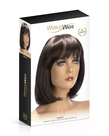 Perruque Camila mi-longue châtain World Wigs style élégant-2