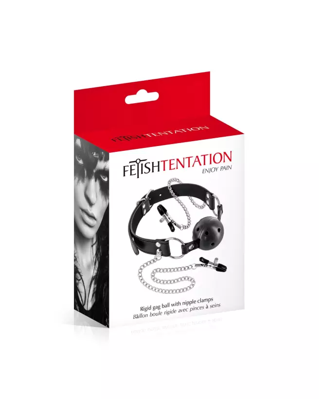 Set Baillon Boule et Pinces à Seins Fetish Tentation pour jeux BDSM-2