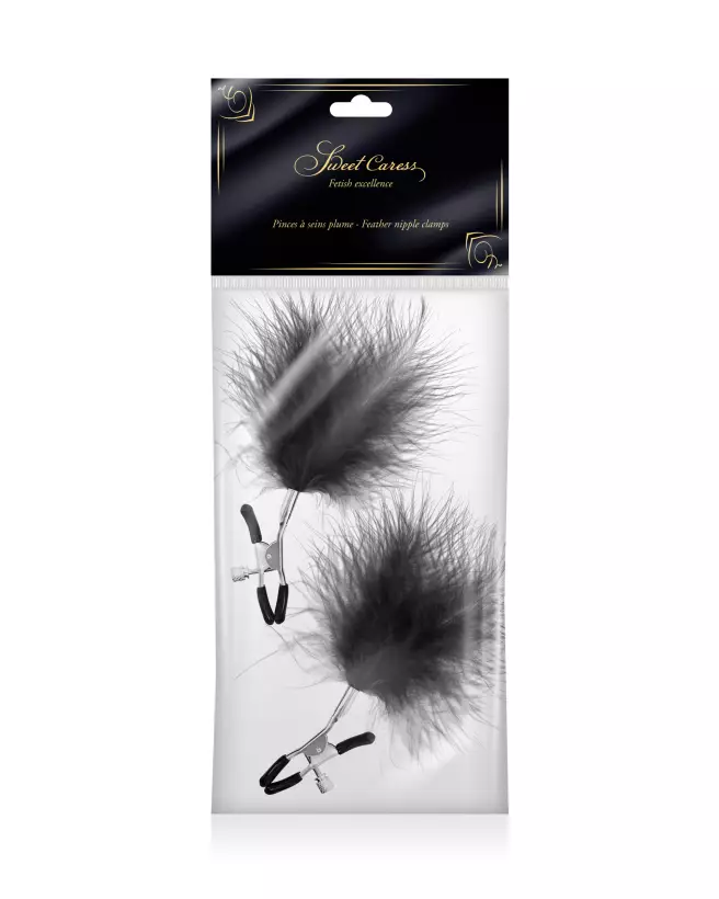 Image des pinces à tétons Sweet Caress avec plumeau pour stimulation sensuelle et érotique-2