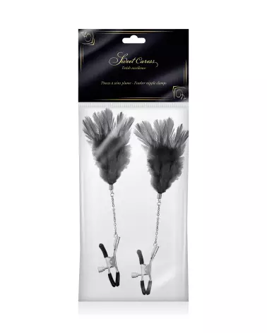 Set Sweet Caress Pinces à Seins avec Plumes Noires-2