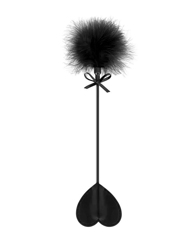 Cravache à Plumeau Black de Sweet Caress pour jeux érotiques BDSM-1