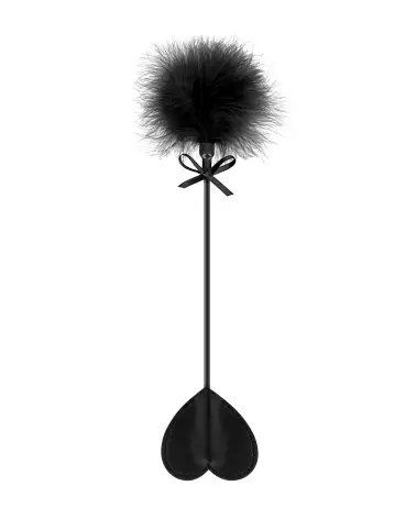 Cravache à Plumeau Black de Sweet Caress pour jeux érotiques BDSM-1