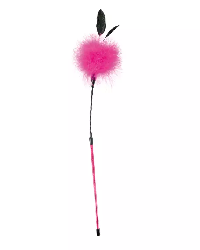 Cravache Pompon Pink Sweet Caress pour jeux BDSM et domination douce-1
