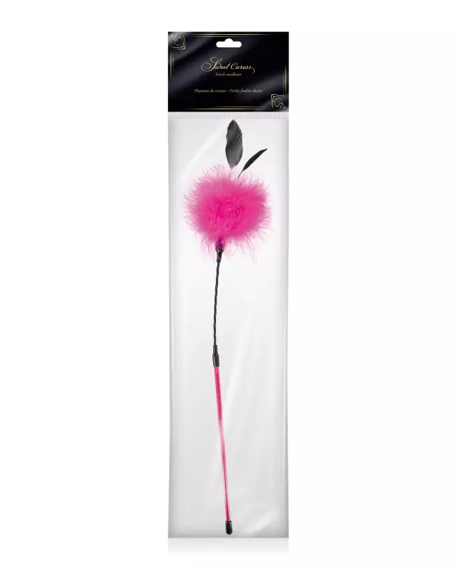 Cravache Pompon Pink Sweet Caress pour jeux BDSM et domination douce-2