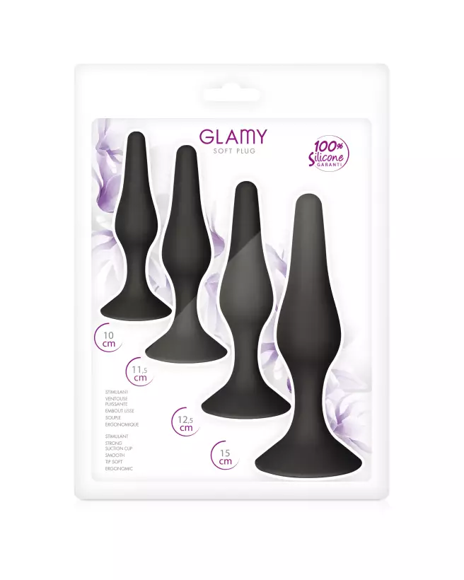 Image du Kit Anal Plug Fin Glamy Black pour débutants et amateurs-2