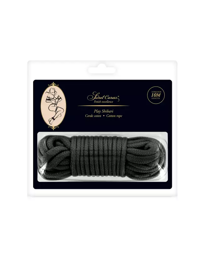 Corde SM Bondage Noir 10M Sweet Caress pour jeux érotiques-2